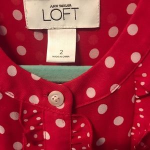 LOFT Ann Taylor. Red&White Polka Dot Blouse